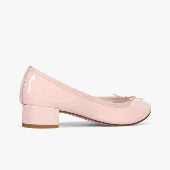 Repetto Camille Ballet Patent Leather Slip On Heel Flats Pink Size 38.5